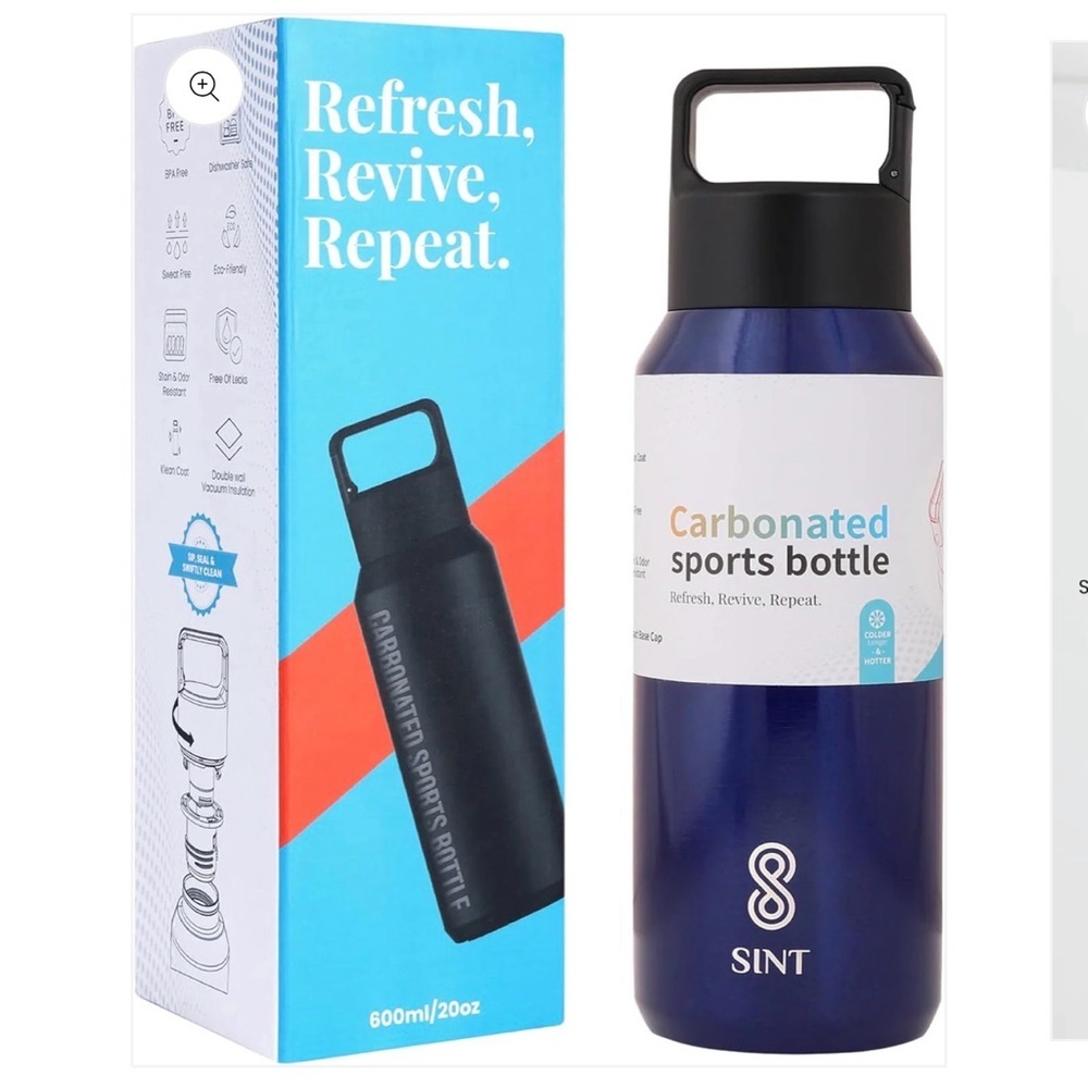 Sint Stainless Steel Cobalt Blue Hot Cold Water Bottle/Thermos💧💦 Carbonation NIB